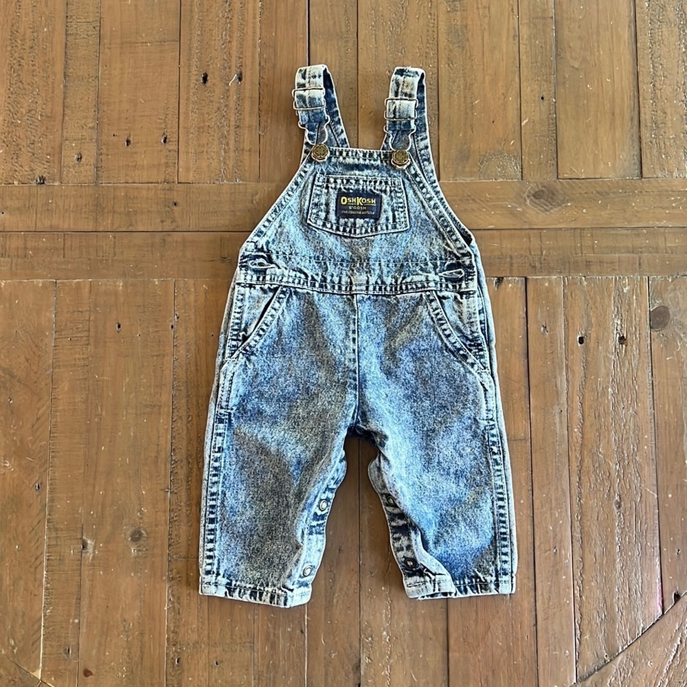 Oshkosh vintage acid wash denim overalls